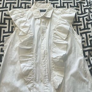 Polo Ralph Lauren Ruffled Cap Shoulder sleeveless button up shirt